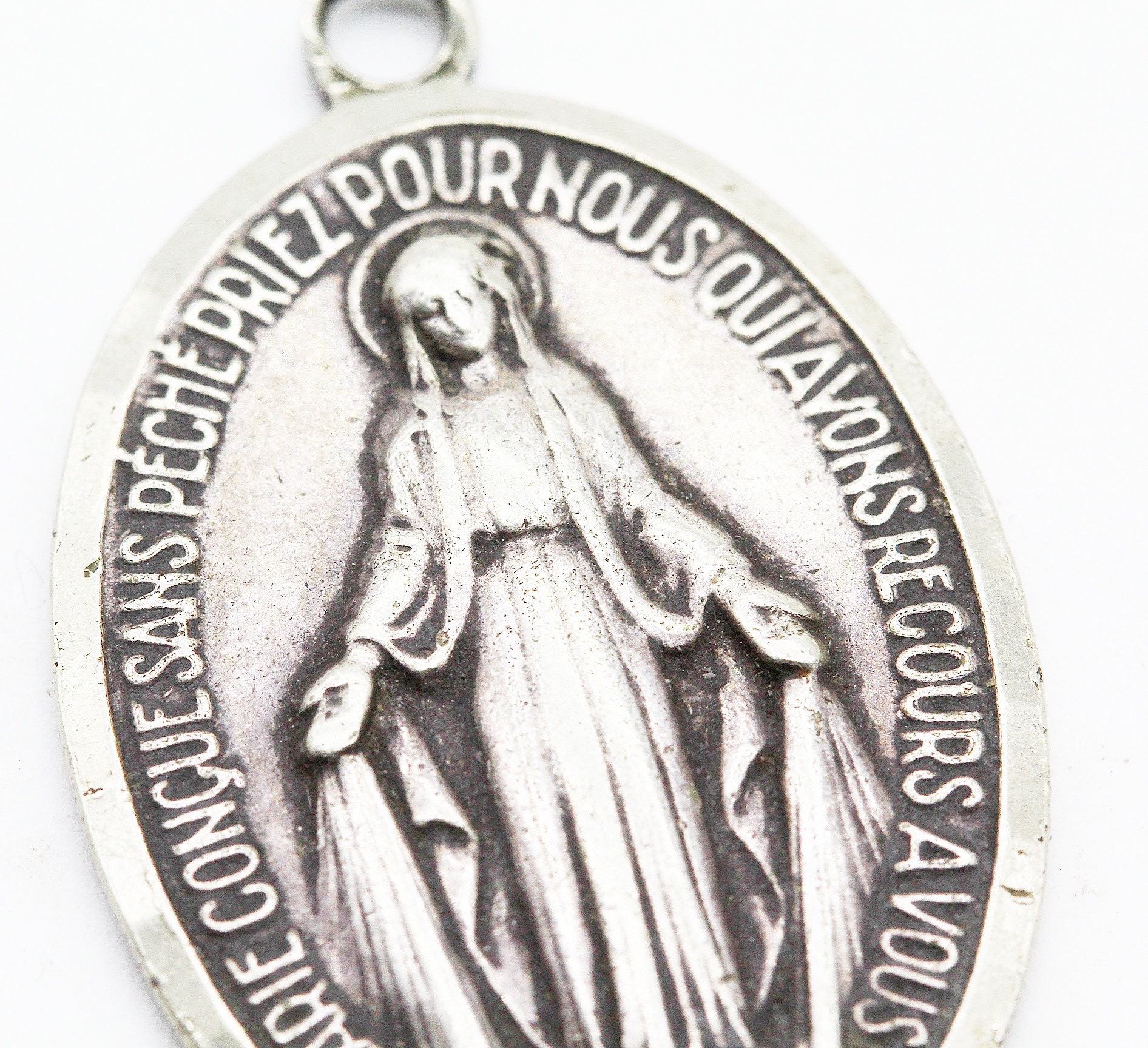 Ancienne Grande Médaille Religieuse Vierge Marie