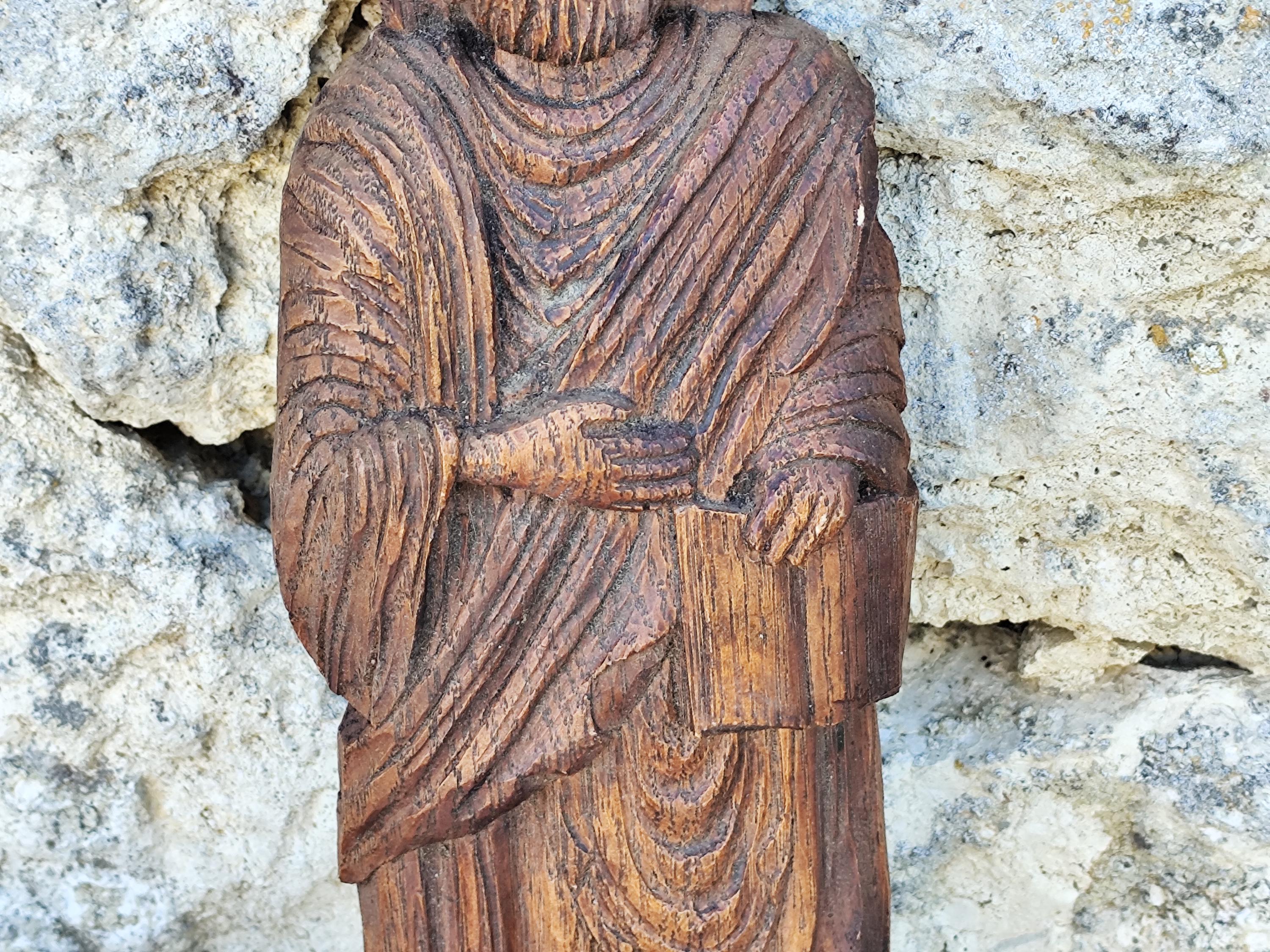 Antique Carved Wooden Statue – Saint or Sacred Figure – Vintage ...