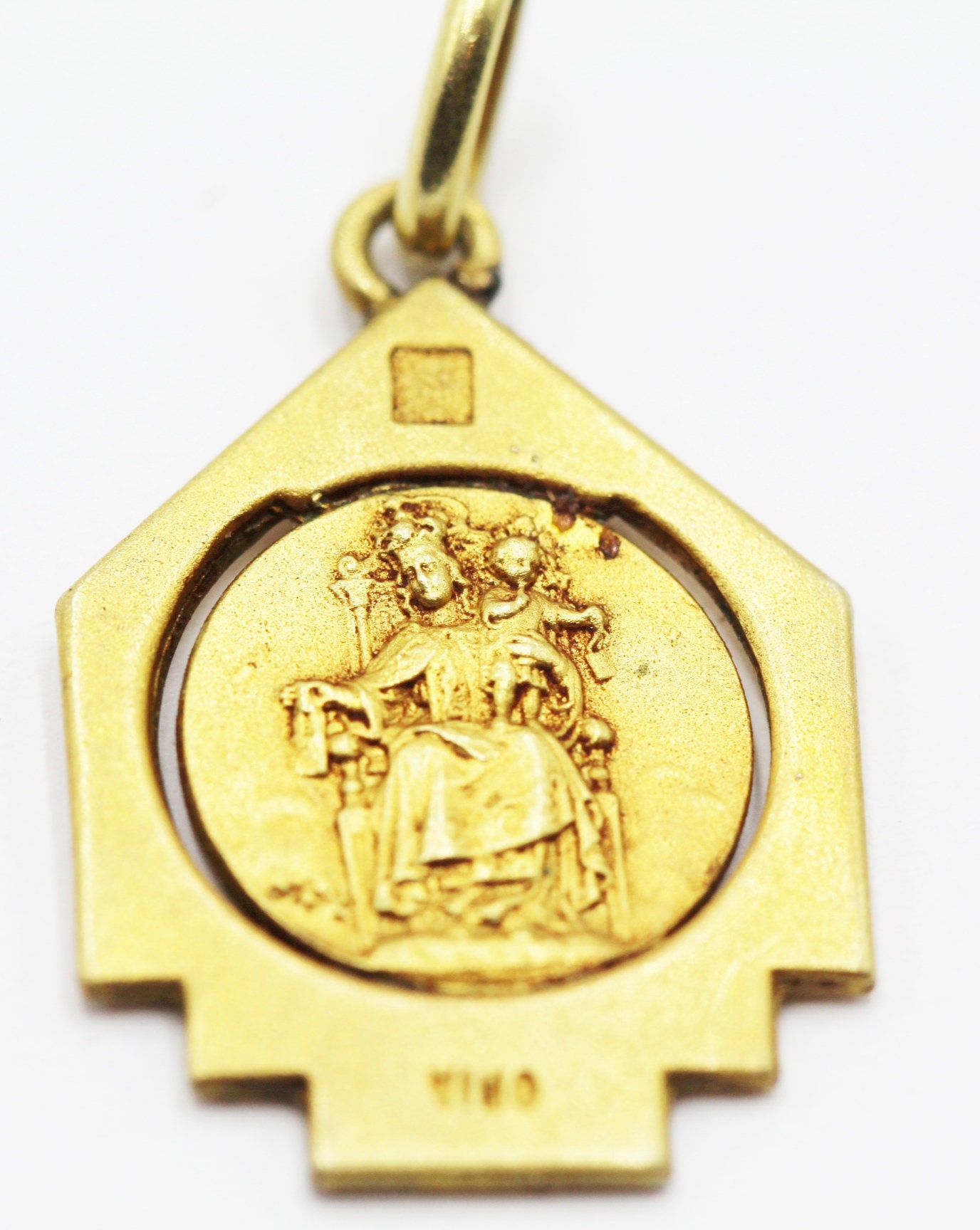 Médaille Scapulaire Art Deco en Plaqué Or