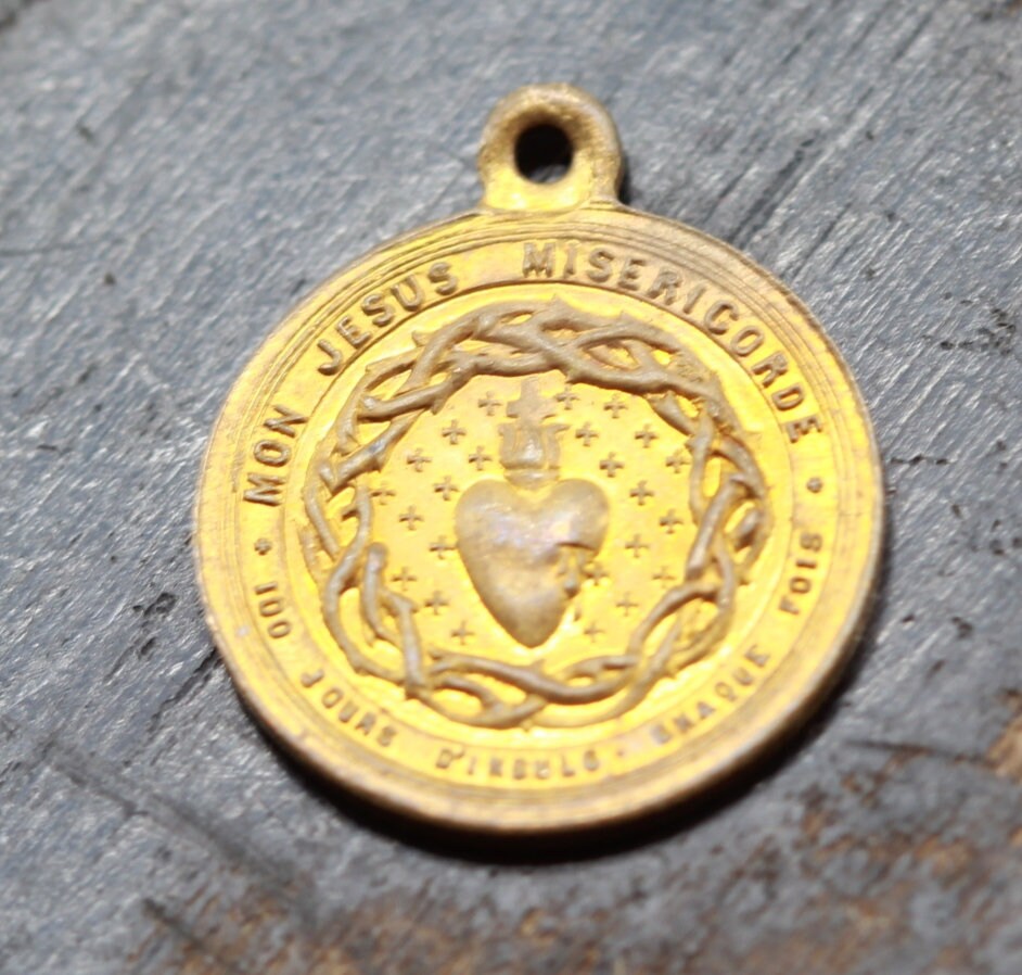 Rare Médaille Coeur Sacré de Jésus et Vierge Marie