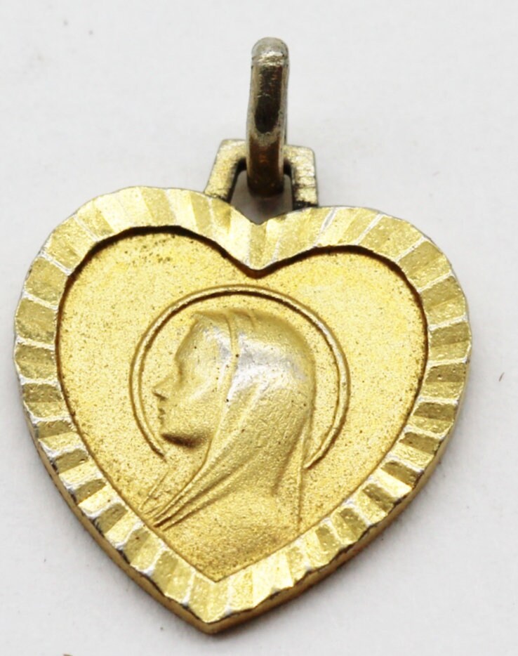 Ancienne Médaille Religieuse Coeur Notre Dame de Lourdes