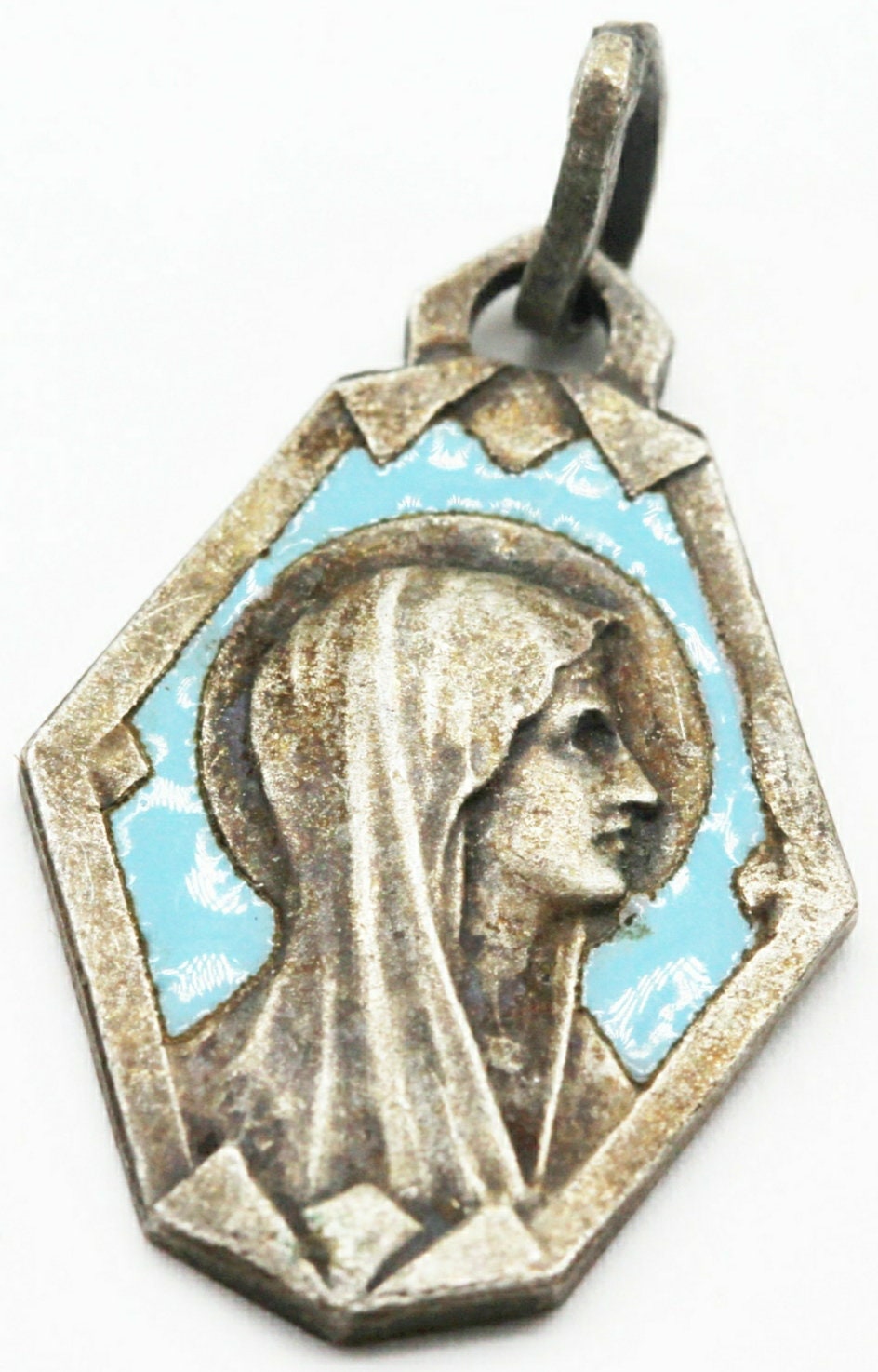Ancienne Médaille Religieuse Vierge Marie Miraculeuse Email