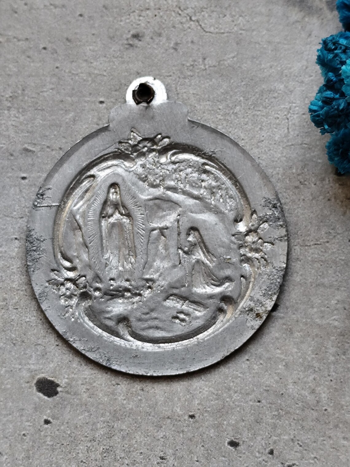 Rare Antique French Religious Medal of the Virgin Mary Lourdes in ...
