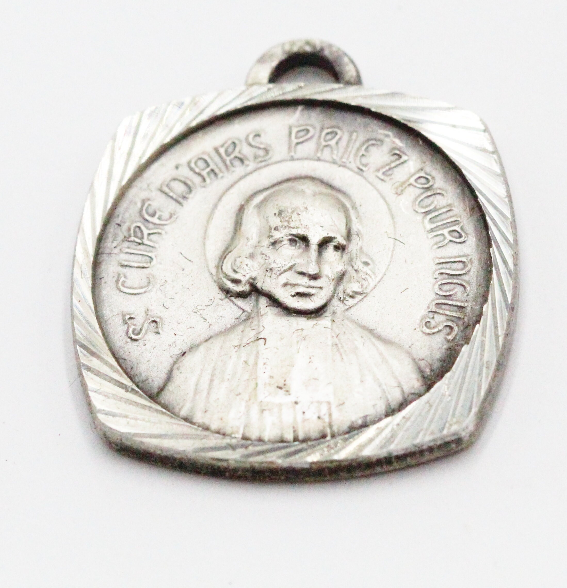 Rare Ancienne Médaille Curé d'ars et Saint Christophe