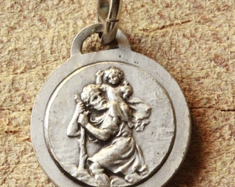 Rare ancienne médaille Saint Christophe et notre dame de la Fourvière