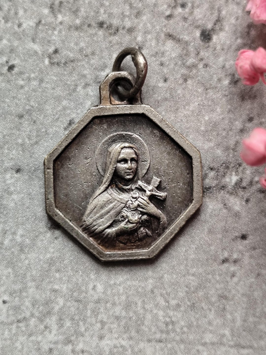 Antique Religious Medal of Saint Therese of Lisieux, Vintage