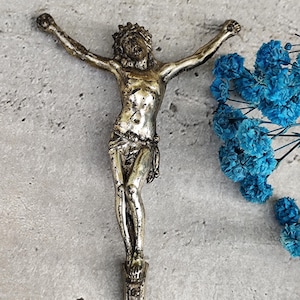 Antique crucifix, large metal Christ Corpus Christi
