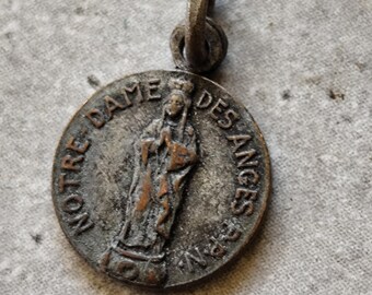 Seltene religiöse Medaille Unserer Lieben Frau von den Engeln