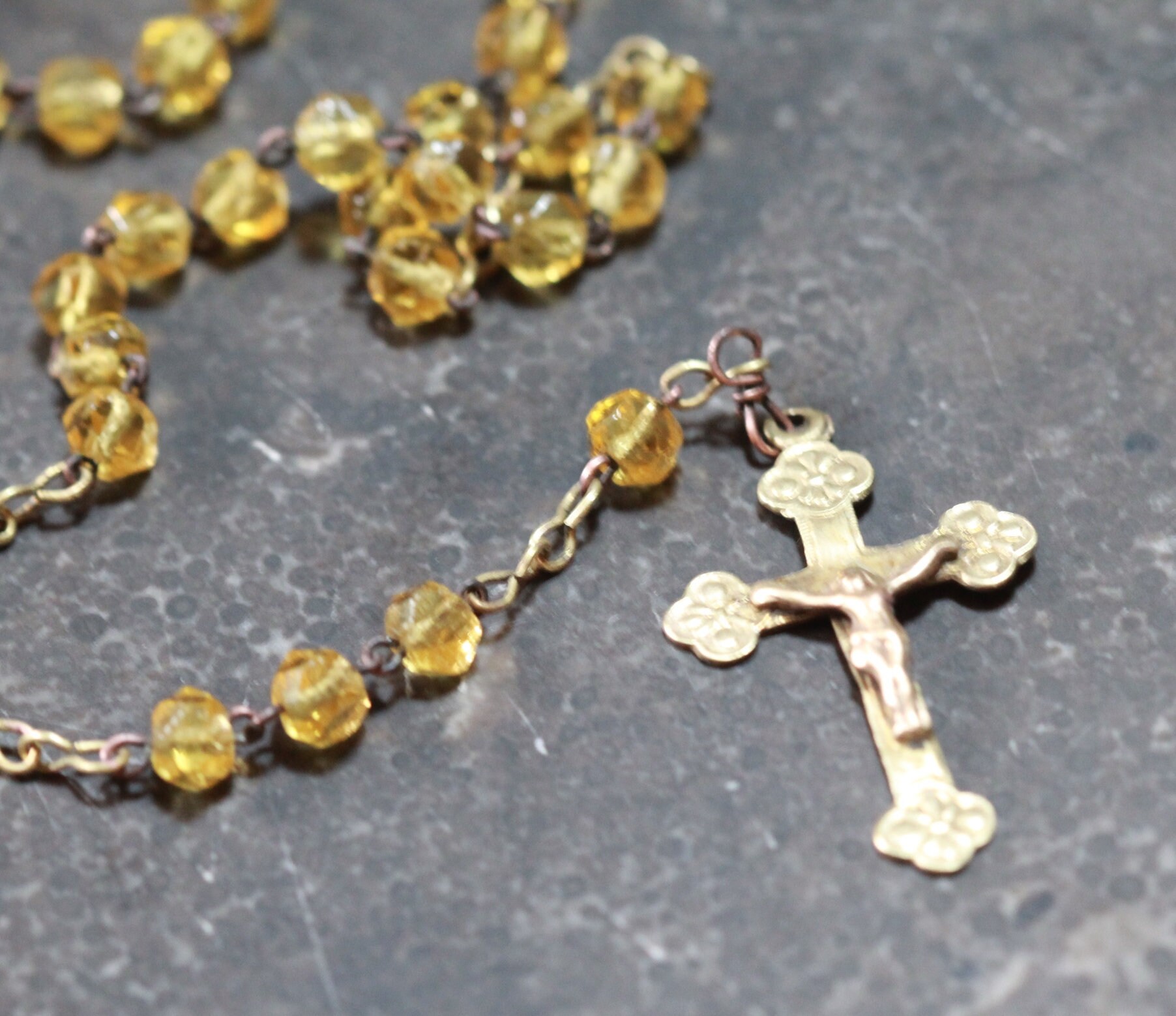 Ancien Chapelet Jaune Souvenir de Mission