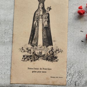 Antique image pieuse notre dame de Fourvière priez pour nous, art sacré, carte religieuse précieux souvenirs religieux