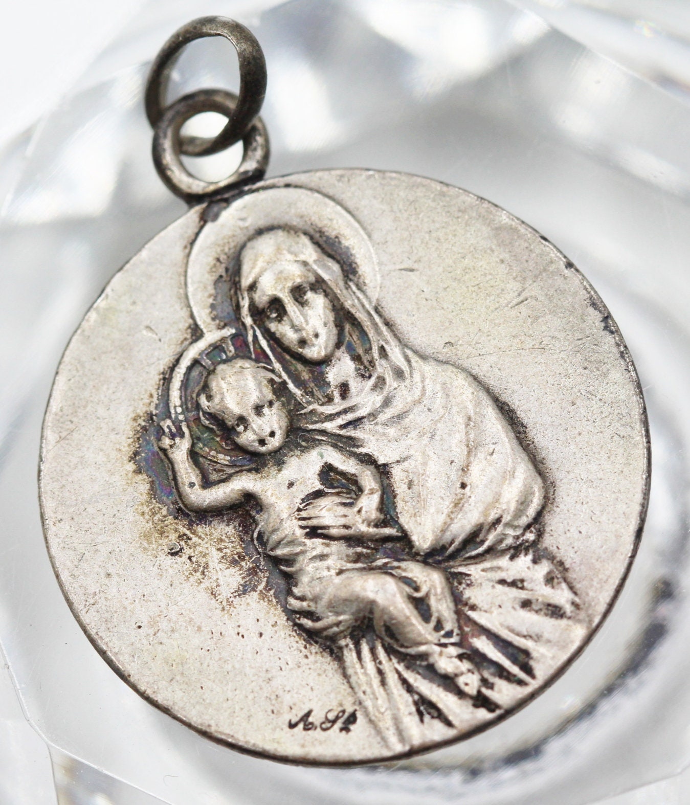 Ancienne Grande Médaille Religieuse Vierge Marie