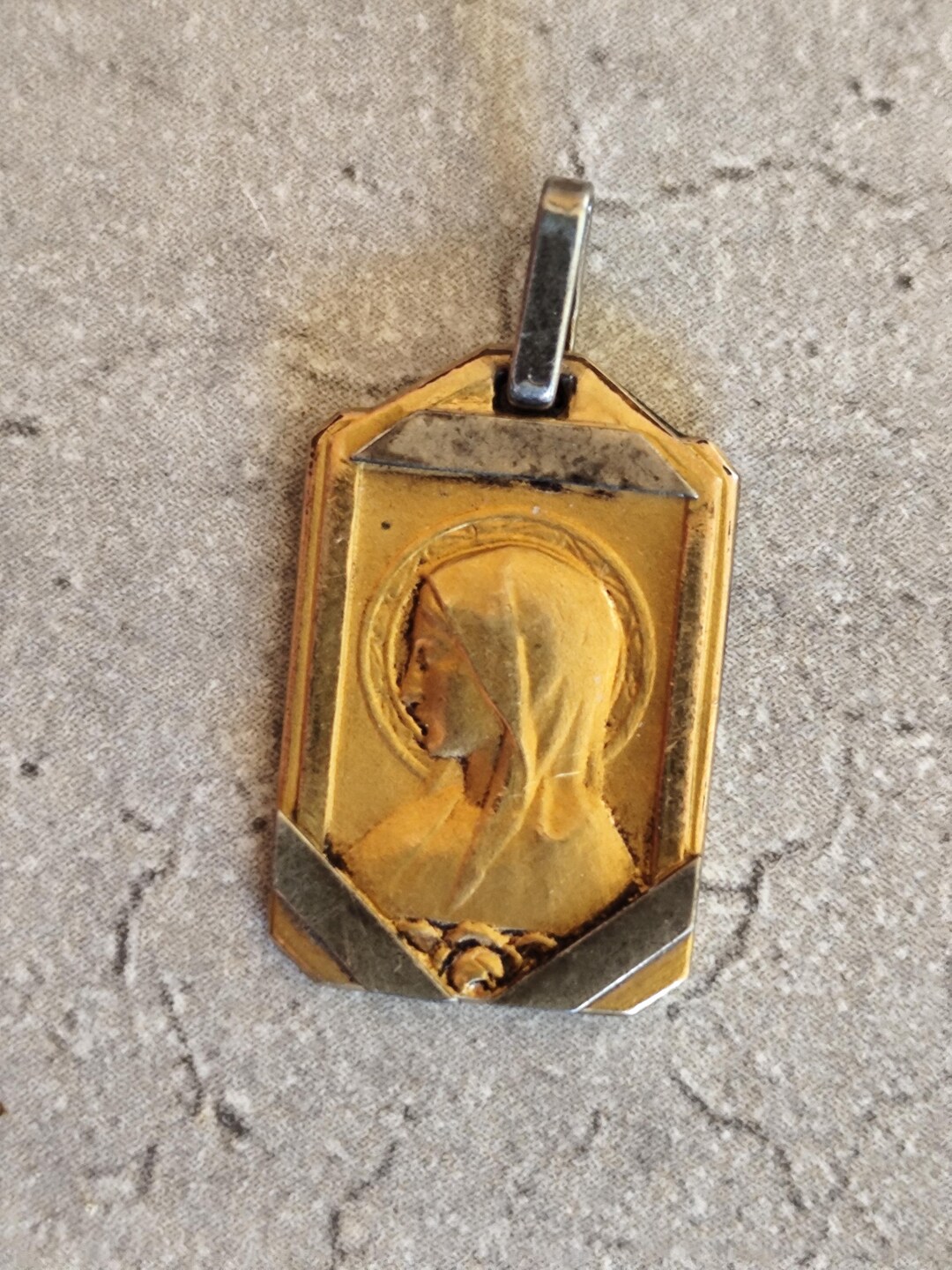 Antique French Religious Medal of the Virgin Mary Art Deco Gold Plated ...