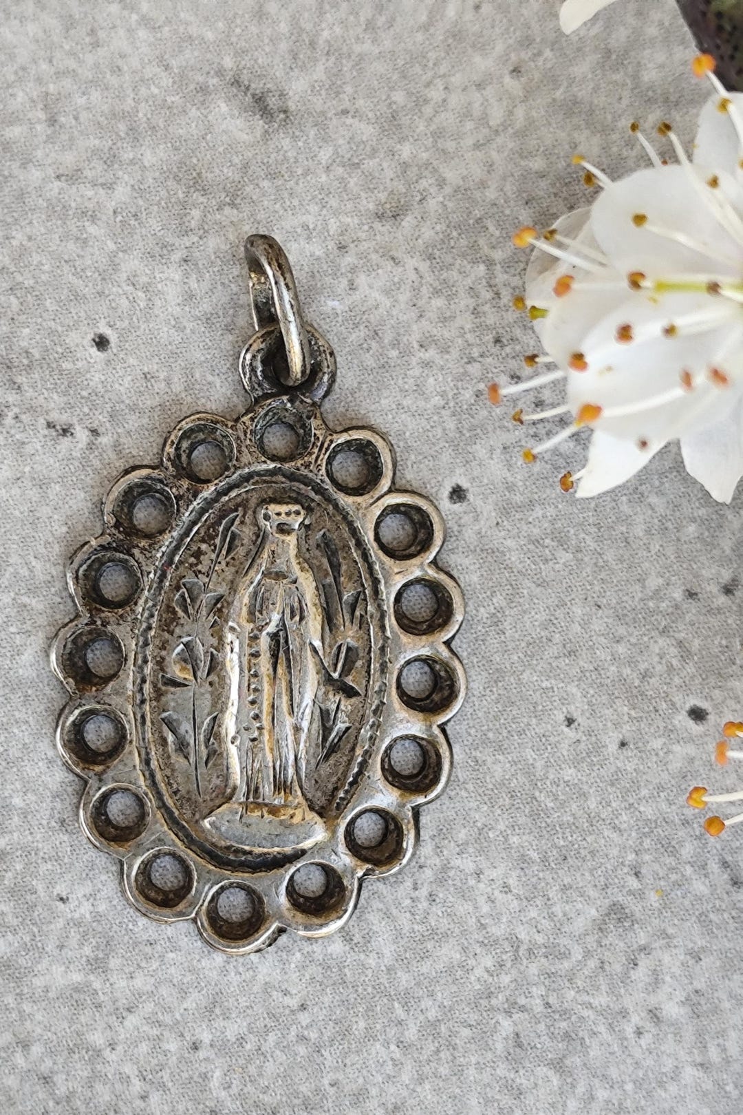 Vintage Lourdes Medal • Virgin Mary Pendant • Antique Religious Charm ...