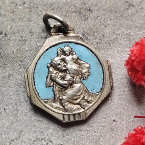 rare enamel art déco saint Christopher medal