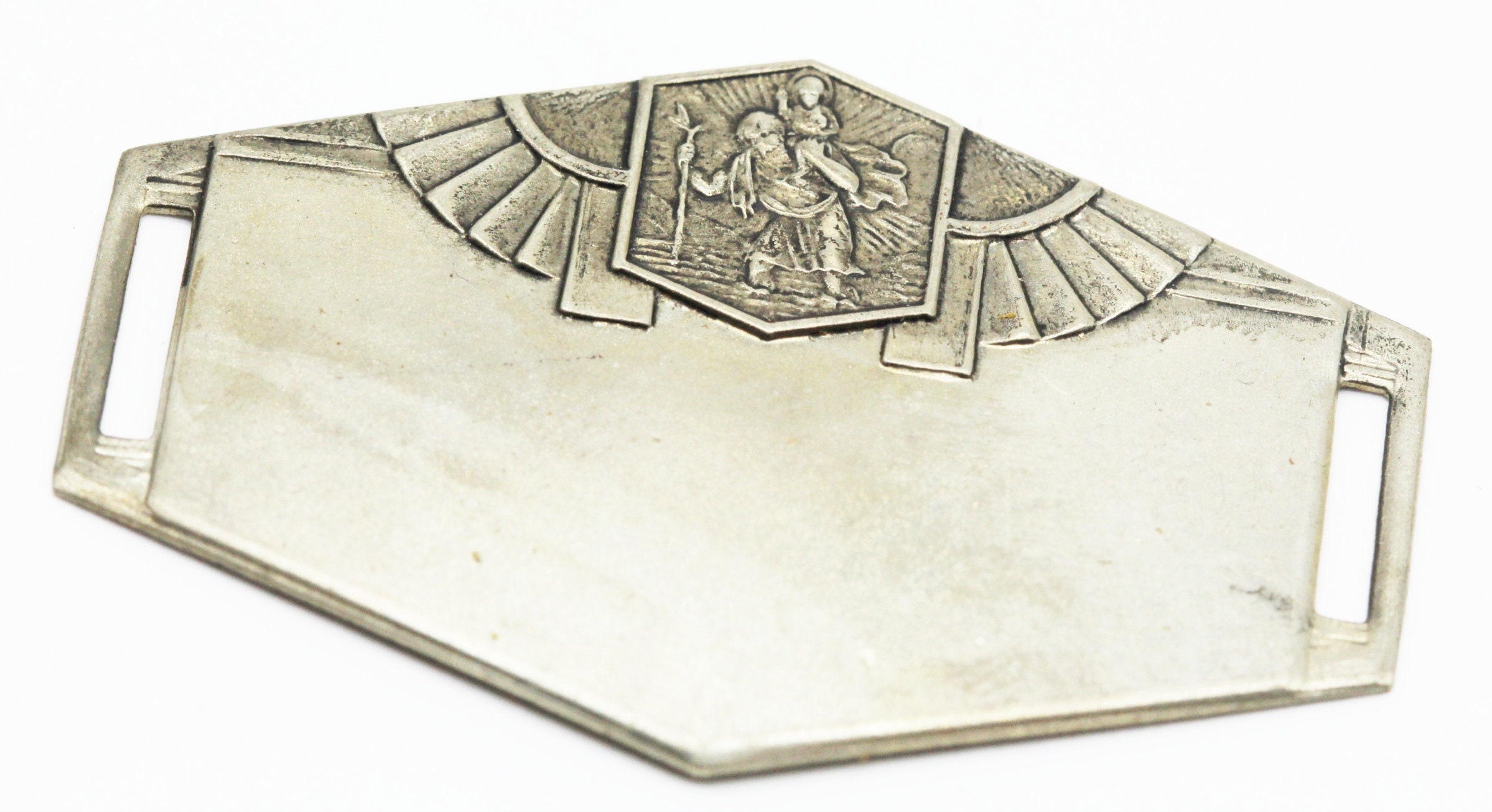 Antique Plaque Religieuse de Saint Christophe