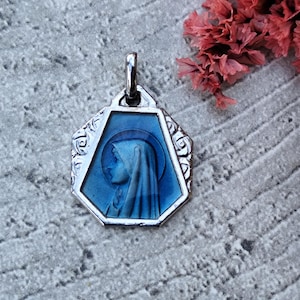 enamel Virgin mary medal