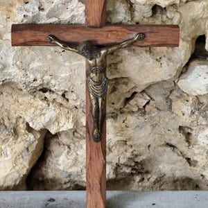 rare INRI Christ cross crucifix in bronze signed artaud