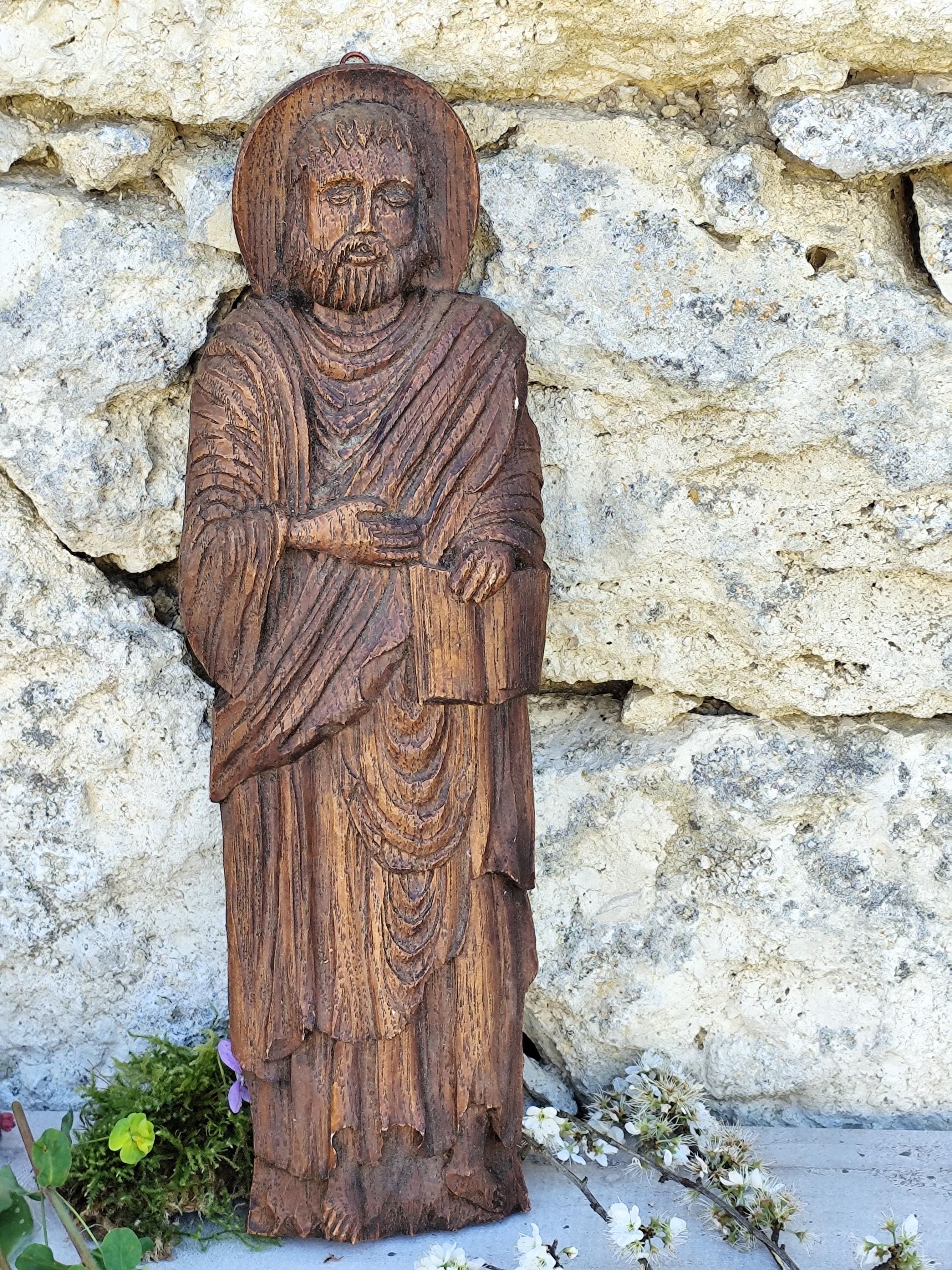 Antique Carved Wooden Statue – Saint or Sacred Figure – Vintage ...