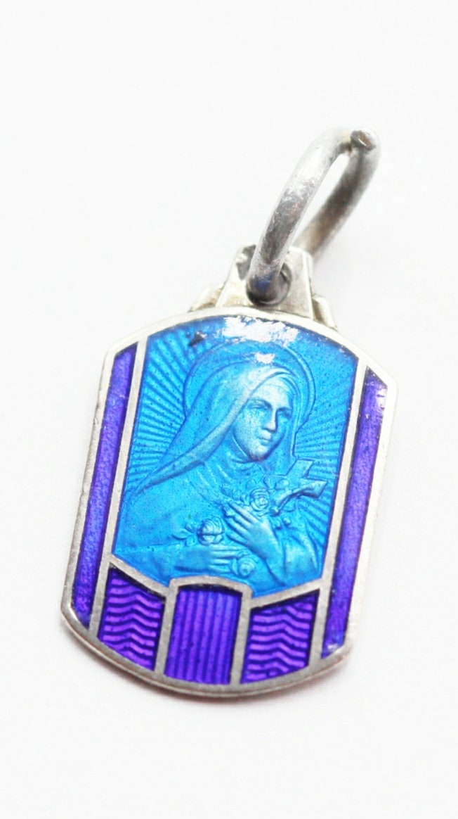 Médaille Sainte Thérèse en Email et Argent