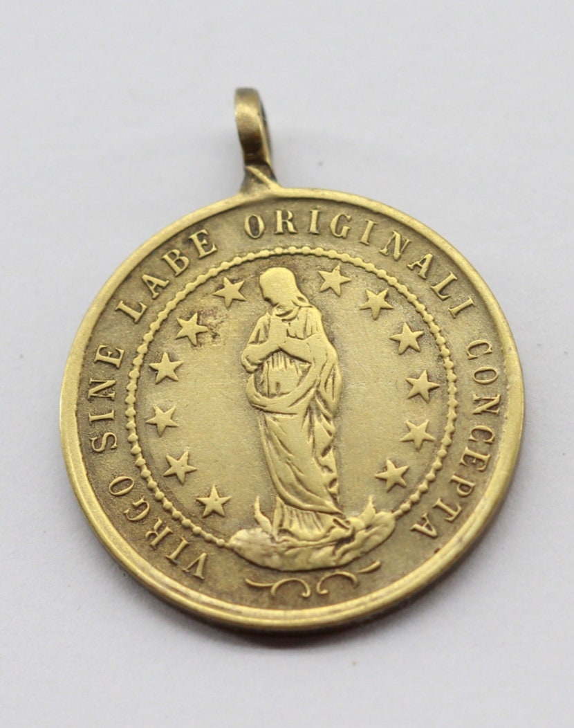 Rare Médaille Vierge Marie et Pape Léon Xiii