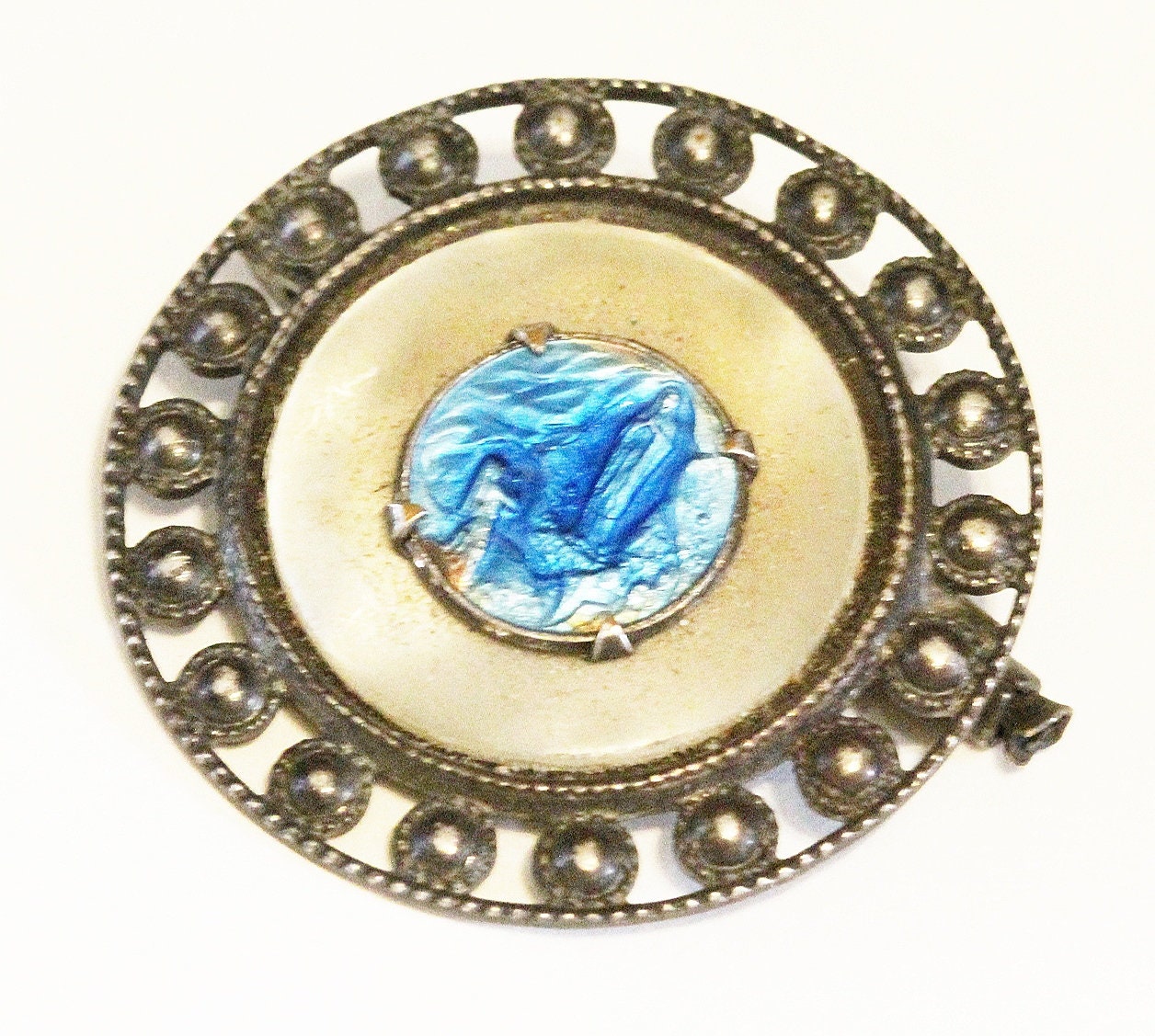 Ancienne Broche Email Lourdes