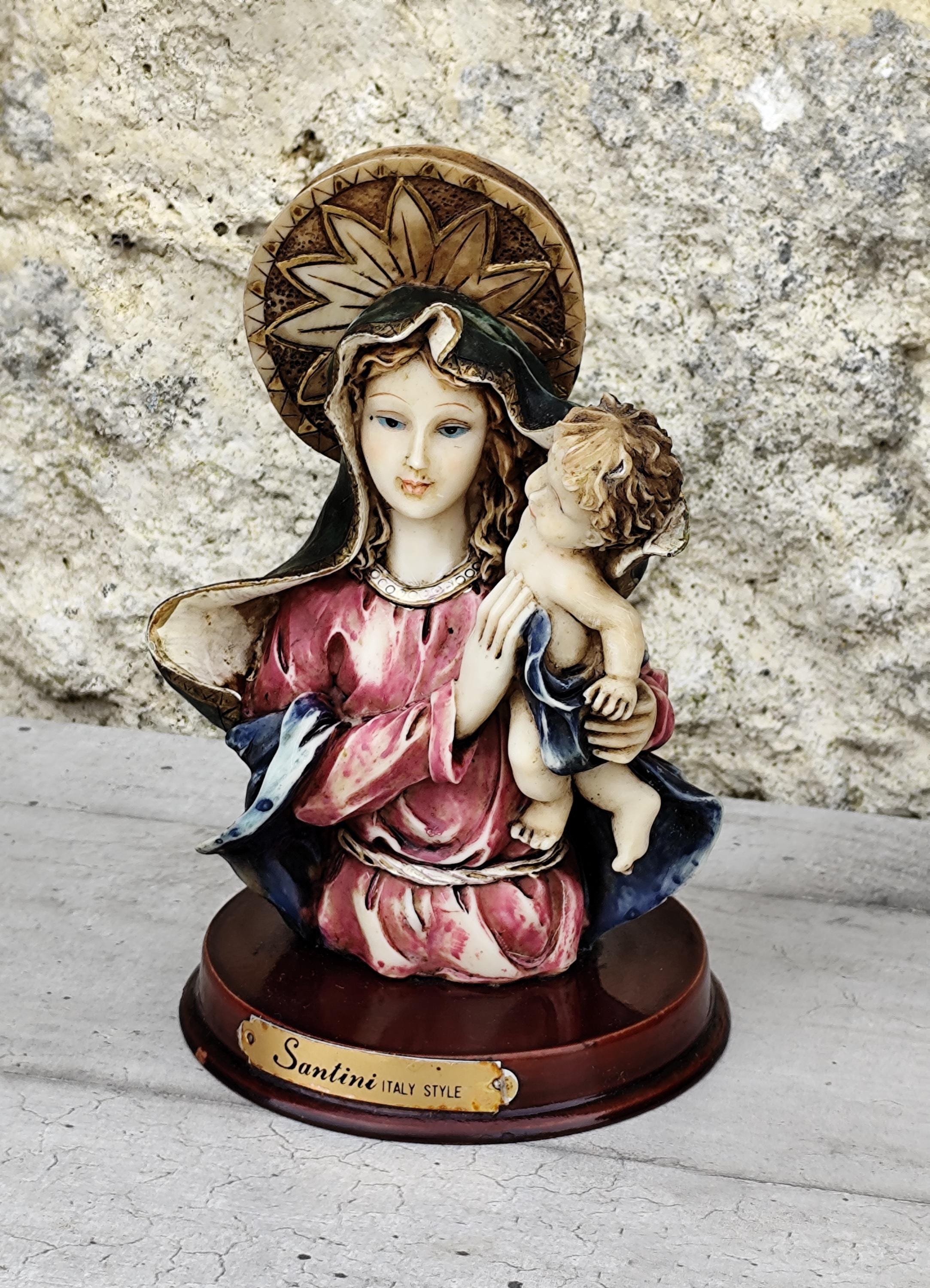 A.SANTINI/聖母子像/インテリア/オブジェ！アンテルマ・サンティーニ Santini-style Italian Resin Statue of the Virgin Mary and Child - Etsy