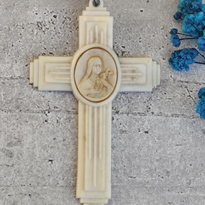 rare vintage celluloid cradle cross santa teresa
