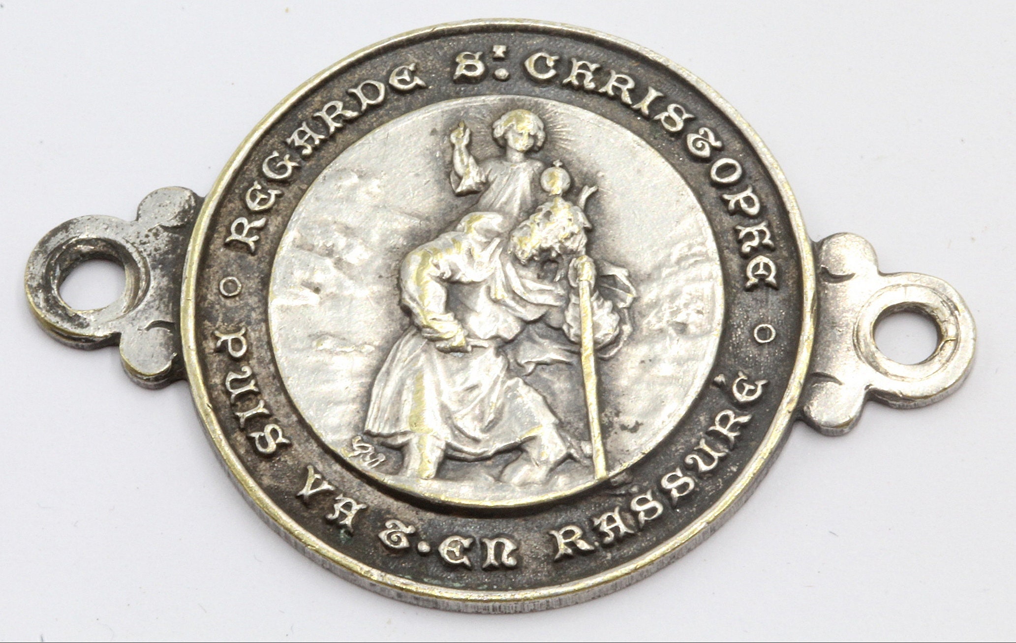 Rare Ancienne Plaque Saint Christophe