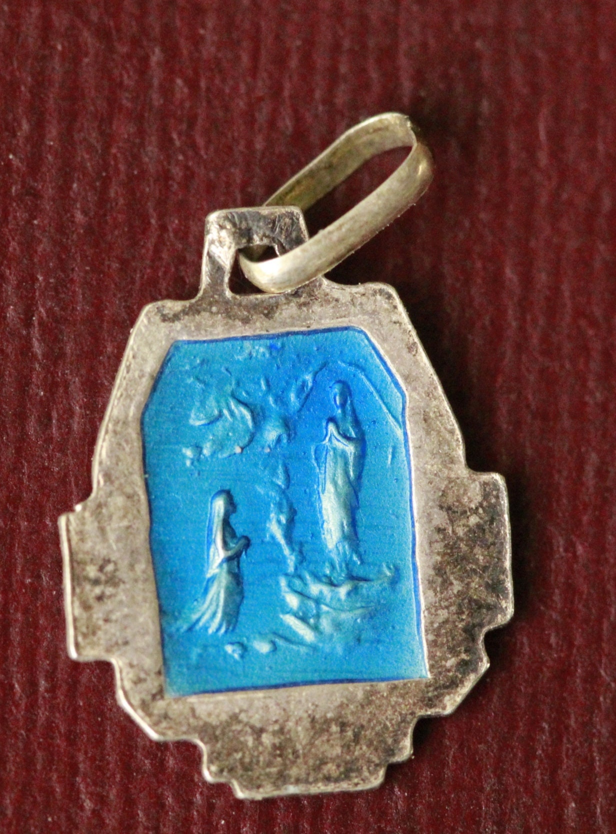 Rare Antique French Religious Medal of the Virgin Mary Lourdes in ...