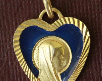 Heart lourdes enamel medal