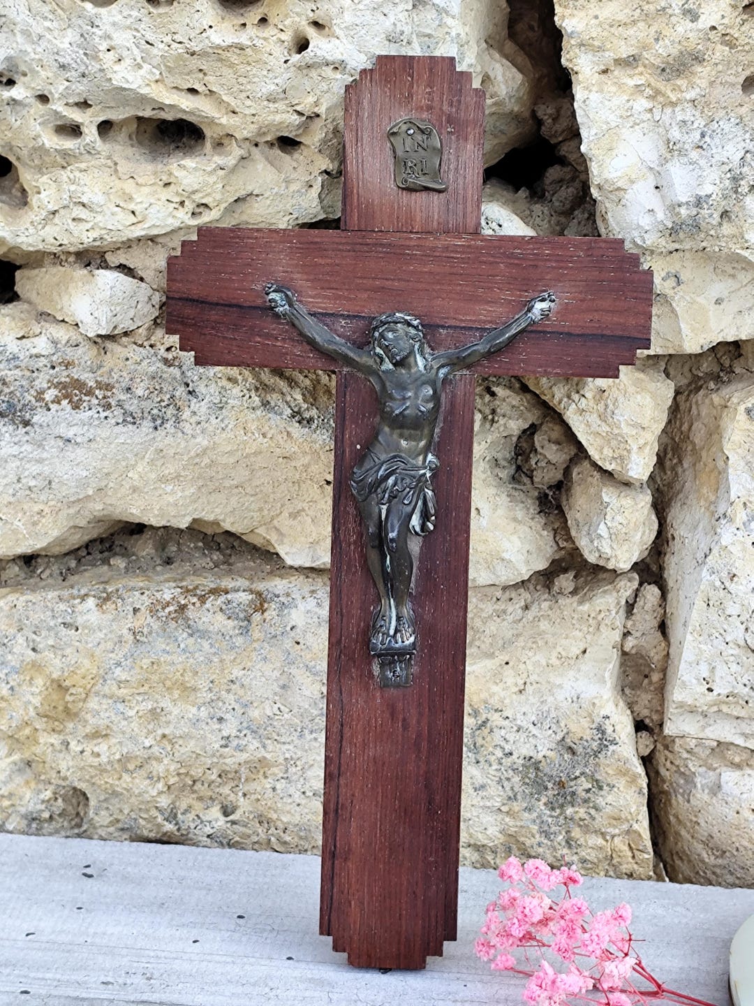 Rare INRI Christ Cross Crucifix in Bronze Signed Artaud - Etsy