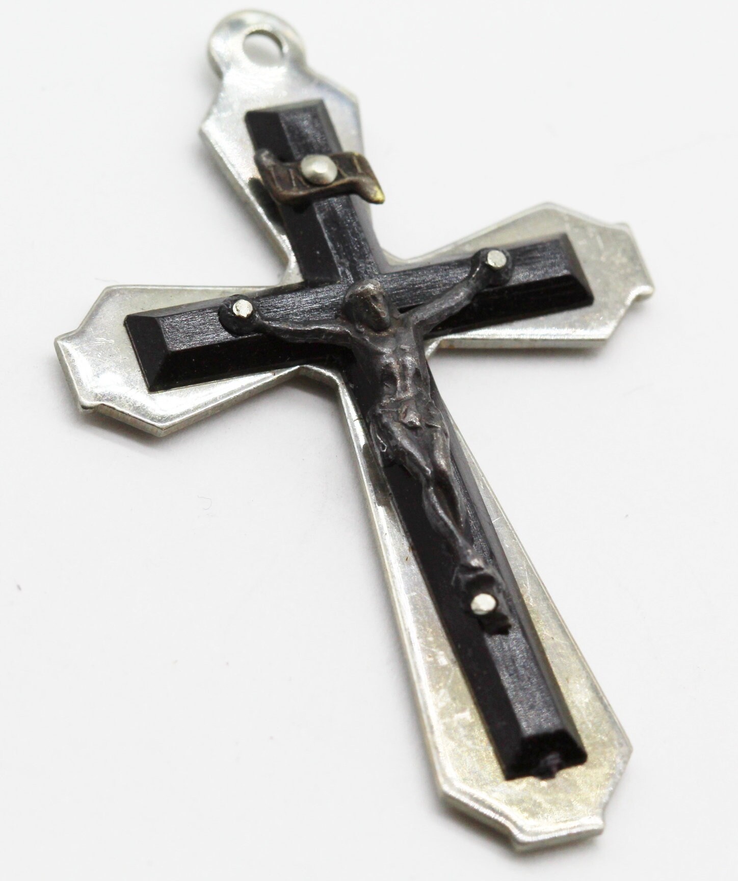 Ancienne Antique Croix Pectorale en Marbre Noir