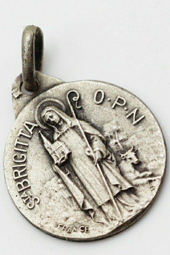 Ancienne Médaille Sainte Brigitte Pour Les Enfants Qui N'arrivent Pas à Parler