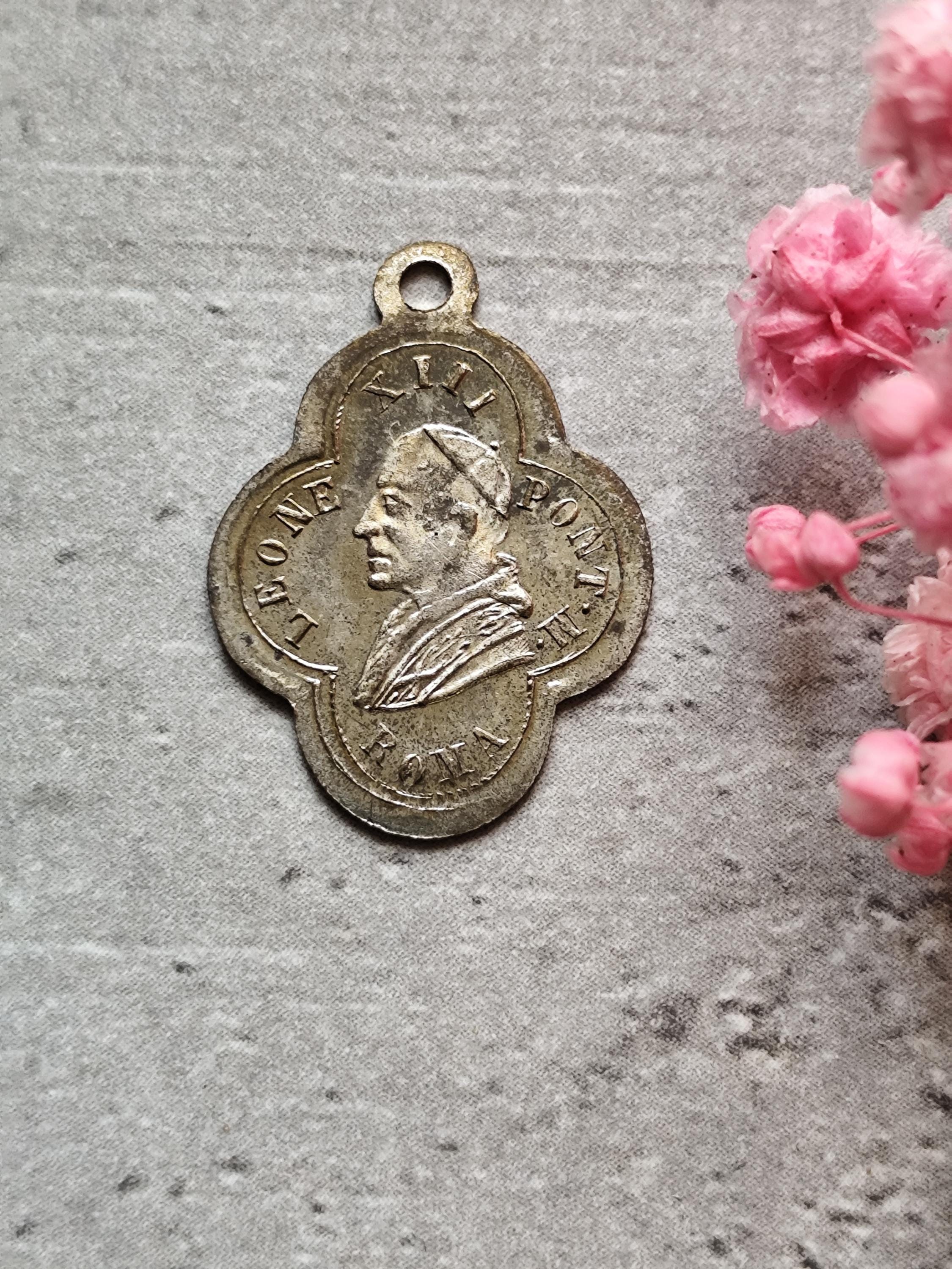 教皇レオ13世と聖母マリアの珍しい宗教的なメダル - Etsy 日本