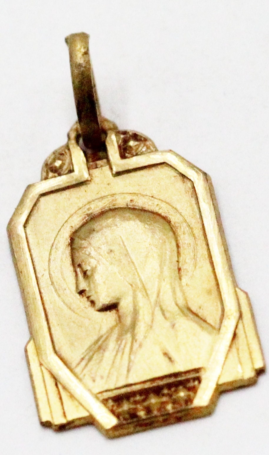Ancienne Médaille Religieuse Vierge Marie Art Deco