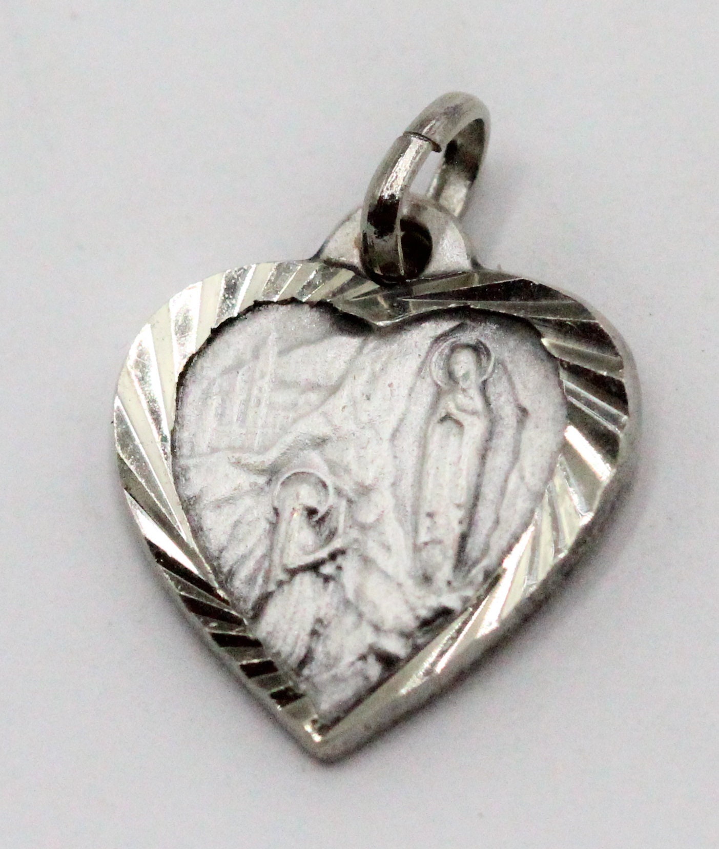 Medaille Religieuse Ancienne Coeur Notre Dame de Lourdes