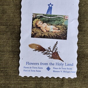 Rare carte religieuse fleurs de la terre sainte bethleem