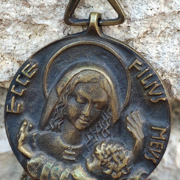 Rare French bronze cradle medal Elie Pellegrin