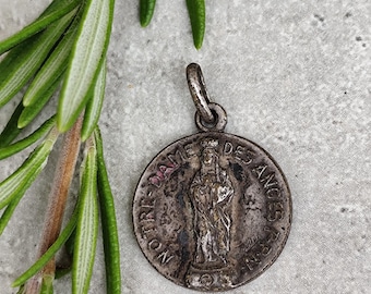 Seltene religiöse Medaille Unserer Lieben Frau von den Engeln