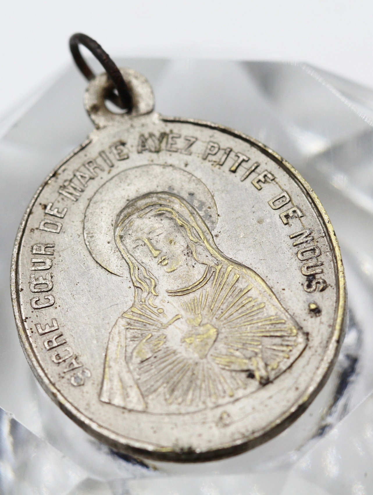 Rare Médaille Vierge Marie et Jésus Christ