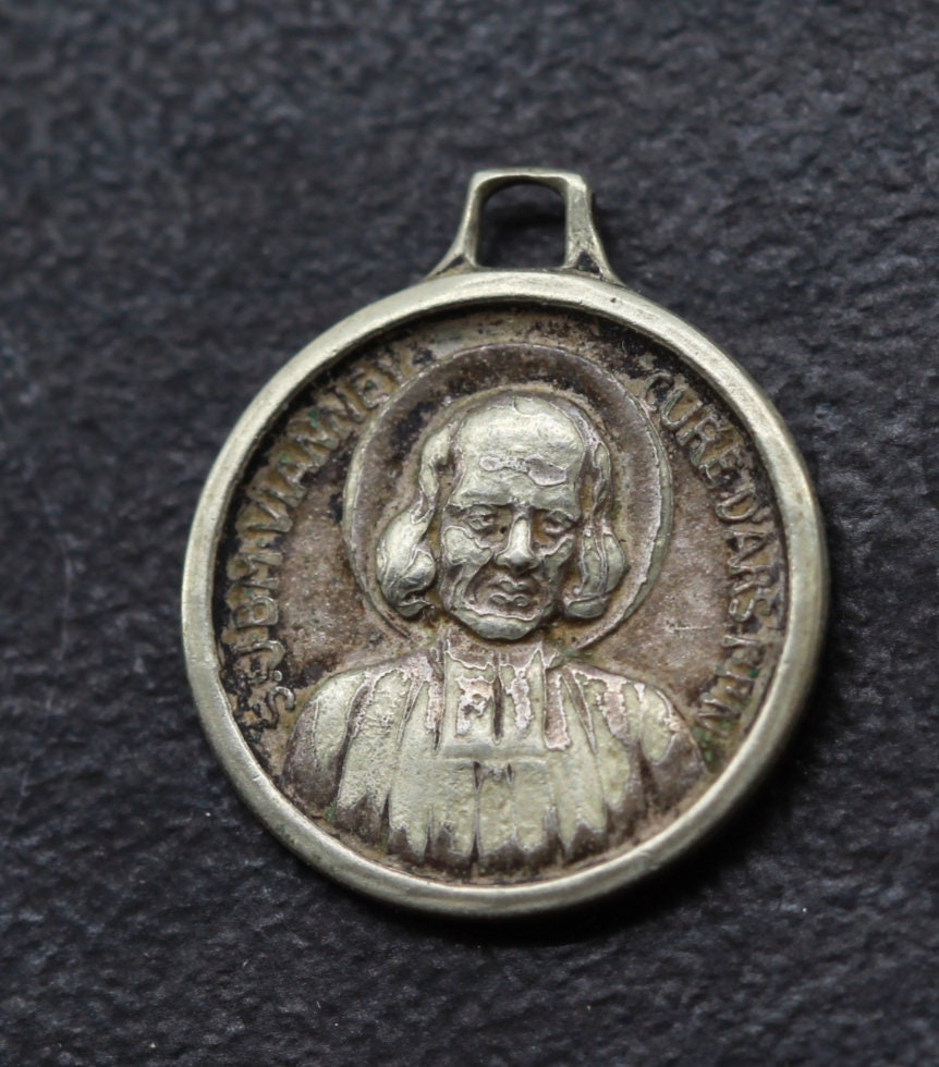 Rare Médaille Saint Vianney et Saint Christophe