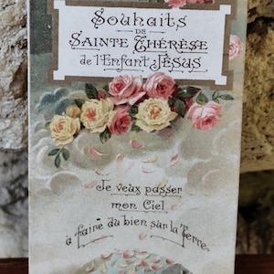 Rare ancienne image pieuse religieuse carte souhaits de sainte Thérèse de l'enfant Jésus