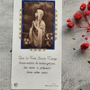 Antique image pieuse de la vierge marie 1954 , art sacré, carte religieuse précieux souvenirs religieux