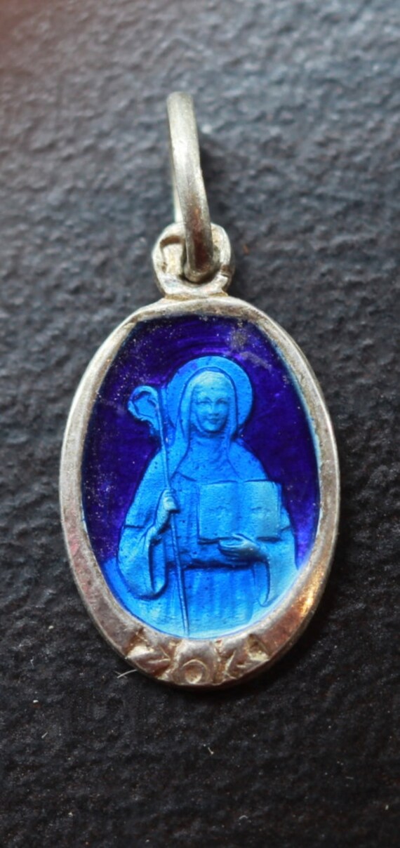 Rare Médaille Sainte Odile en Email et Argent