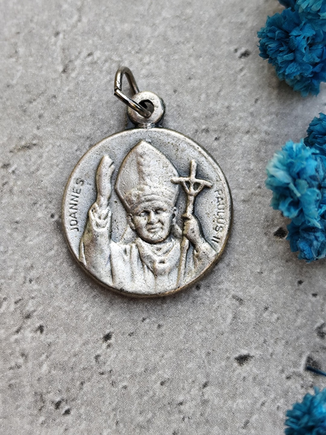 Antique Religious Medal of Pope John Paul II, Silver-colored Catholic ...