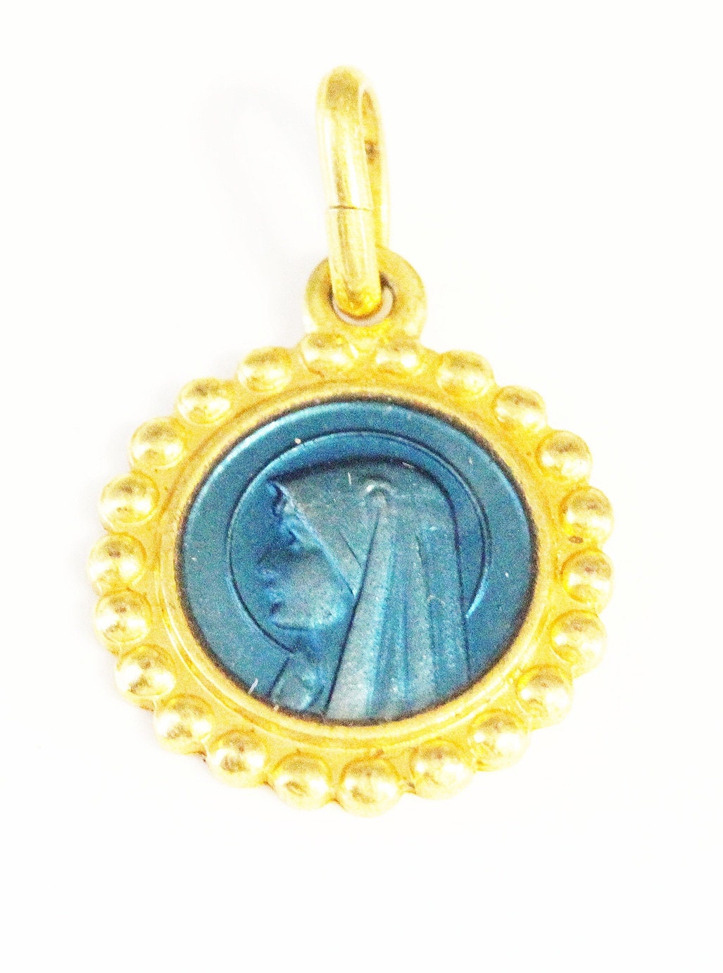 Ancienne Medaille Religieuse en Email Vierge Marie