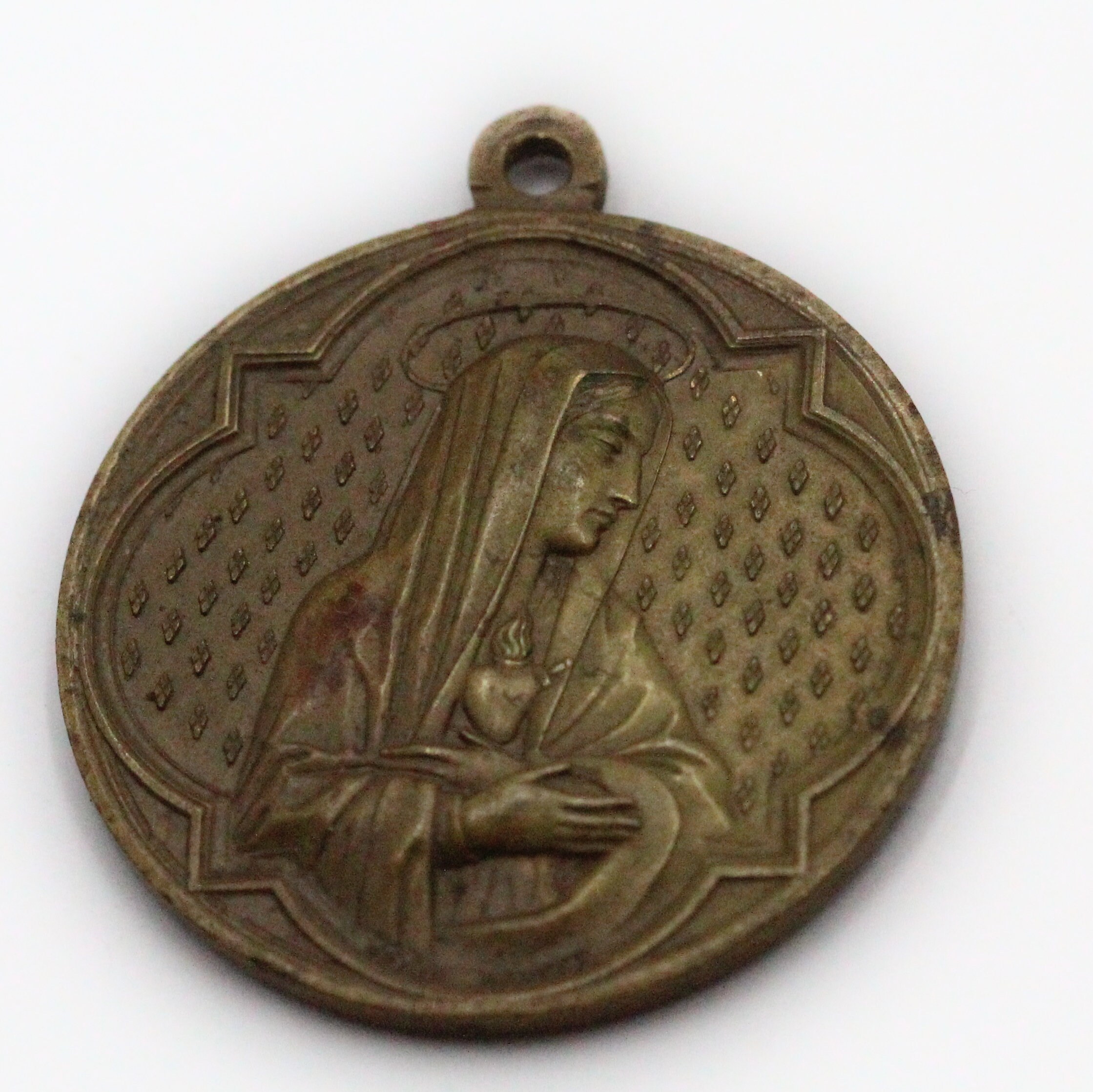 Rare Médaille Vierge Marie et Jesus Christ