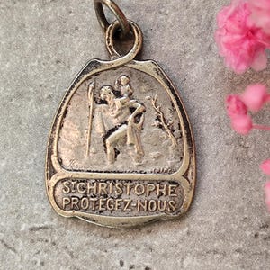 RELIGIOSA ANCIENNE MINI Medaille Religieuse Saint Christophe Patron