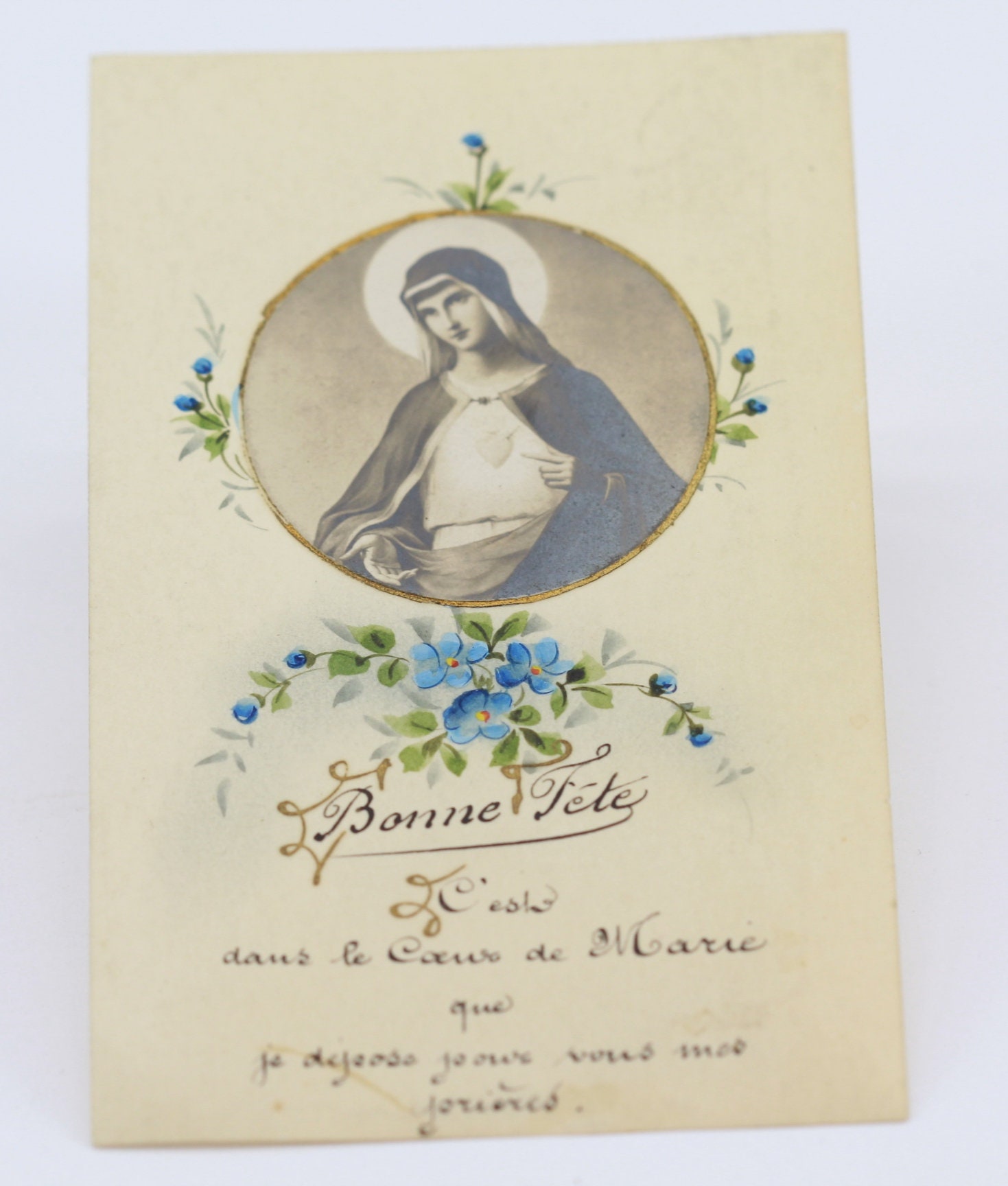 Rare Carte Religieuse Vierge Marie