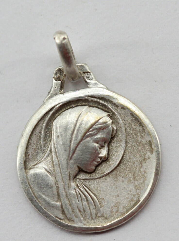 Ancienne Médaille Vierge Marie en Argent